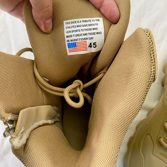 NEW A533 Chunky Tan Brown Faux Leather Suede Lace Up Military Combat Boots US 11 main image 4